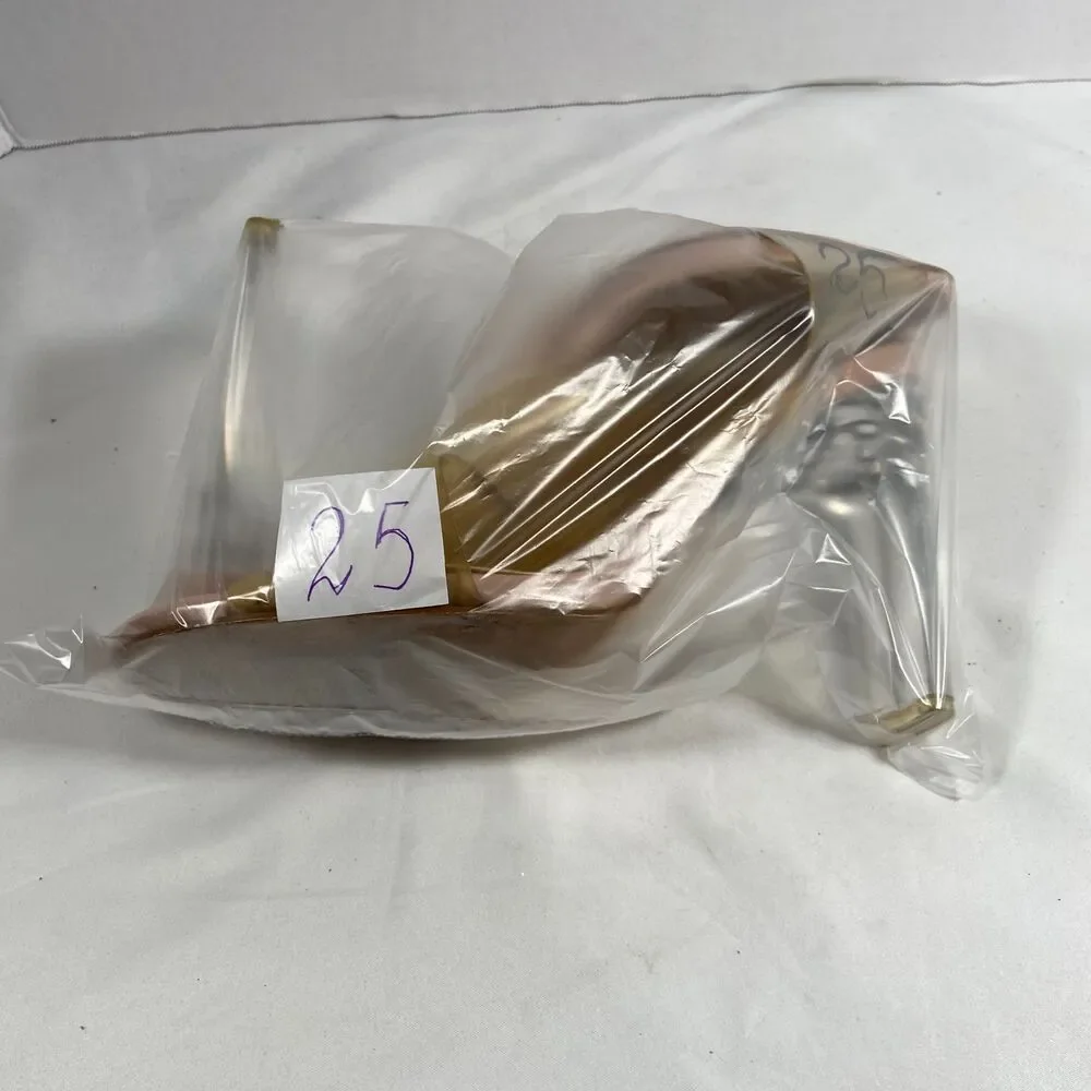 Qupid Womens 8 Nude Clear Strap Block Heel Sandals Pink Vinyl